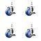 Service Caster 3 Inch 316SS Blue Polyurethane Swivel 10mm Threaded Stem Caster Set Brake SS316TS20S314-PPUB-BLUE-TLB-M1015-4 - alternate 1